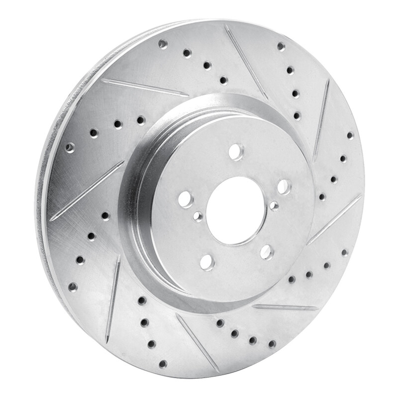 Subaru Outback Brake Rotor (1) - Front Right - R1 Concepts - Drilled & Slotted - Silver - `05-`18